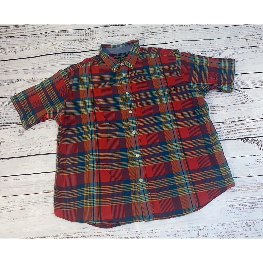 Woolrich Button Up Shirt Mens XL Red Blue White